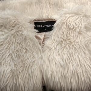 Bellivera White Fur Vest w/ Pockets- Satin Lining